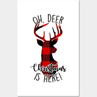 Oh, Deer Christmas is Here Reindeer Posters and Art